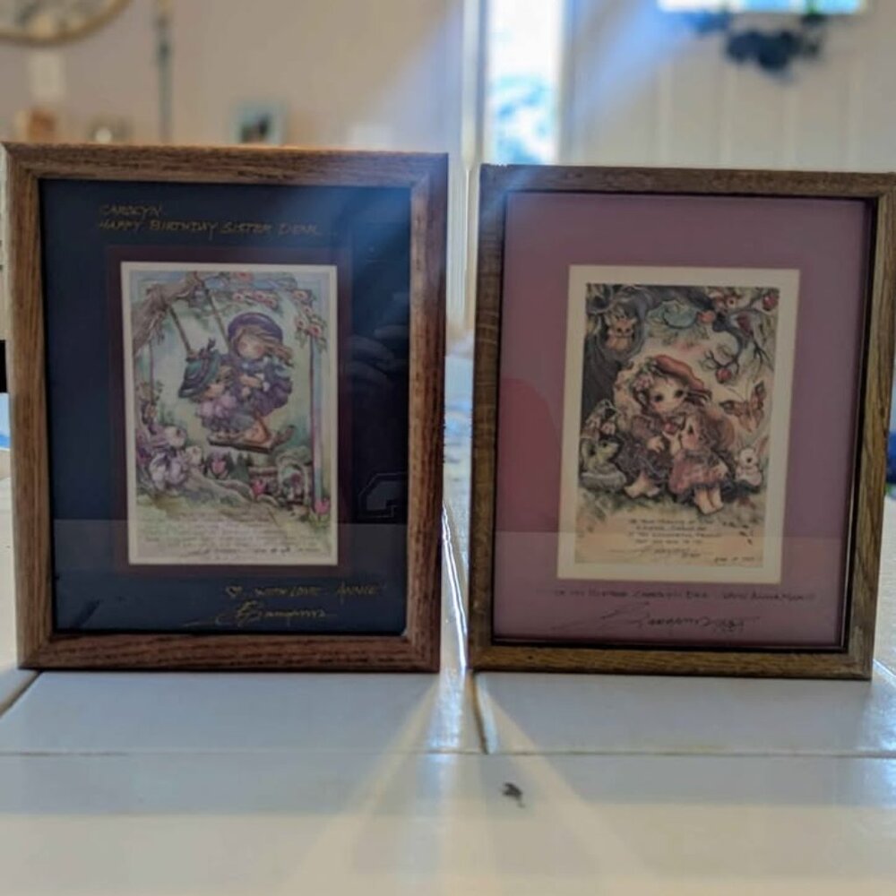 2 VTG Jody Bergsma Signed Framed Prints COA Sister of My Heart True Meaning
